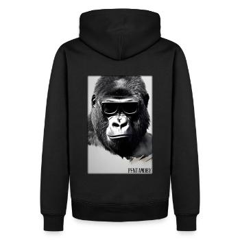 Gorilla Sonnenbrille Tierwelt Waldtier Tiere Wild - Männer Premium Bio Hoodie - Schwarz - Hinten - Nico (187cm)