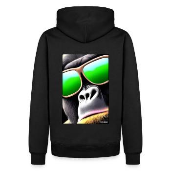 Gorilla Sonnenbrille Tierwelt Waldtier Tiere Wild - Männer Premium Bio Hoodie - Schwarz - Hinten - Nico (187cm)