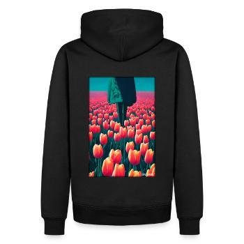 Tulip Lily Family Flower Spring Meadow Green - Sweat à capuche Premium bio Homme - noir - Dos - Nico (187cm)