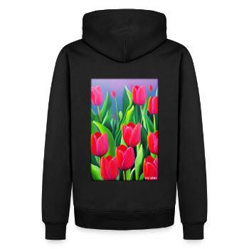 Tulip Lily Family Flower Spring Meadow Green - Sweat à capuche Premium bio Homme - noir - Dos - Nico (187cm)