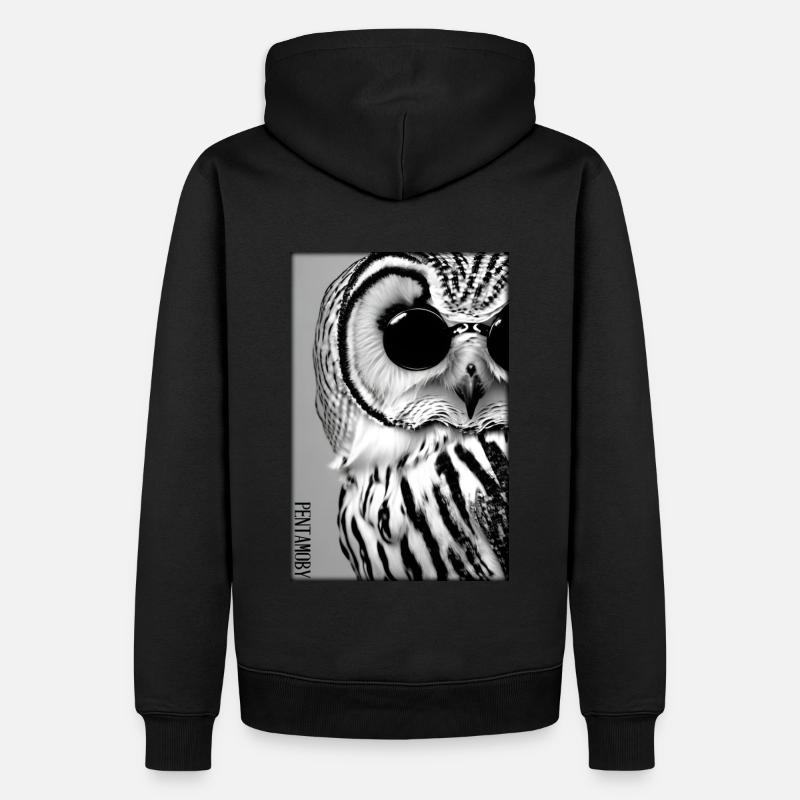 Eule Sonnenbrille Wildtier Vogel Waldtier Wald - Männer Premium Bio Hoodie - Schwarz