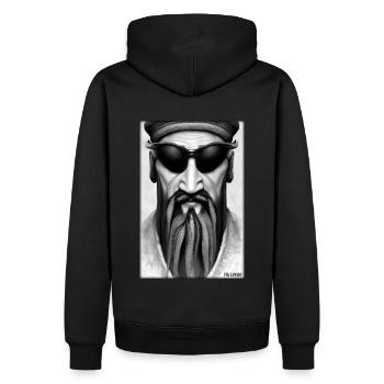 Konfuzius Sonnenbrille Philosoph China Asien - Männer Premium Bio Hoodie - Schwarz - Hinten - Nico (187cm)