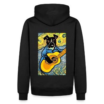 Chien Guitare Animal de compagnie Musicien Chien Ami - Sweat à capuche Premium bio Homme - noir - Dos - Nico (187cm)