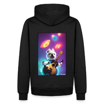 Chien Guitare Animal de compagnie Musicien Chien Ami - Sweat à capuche Premium bio Homme - noir - Dos - Nico (187cm)
