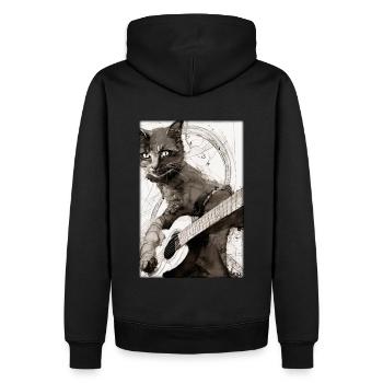 Katze Gitarre Haustier Musiker Katzenfreund - Männer Premium Bio Hoodie - Schwarz - Hinten - Nico (187cm)