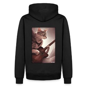 Cat Guitare Pet Musicien Cat Ami - Sweat à capuche Premium bio Homme - noir - Dos - Nico (187cm)