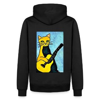 Cat Guitare Pet Musicien Cat Ami - Sweat à capuche Premium bio Homme - noir - Dos - Nico (187cm)
