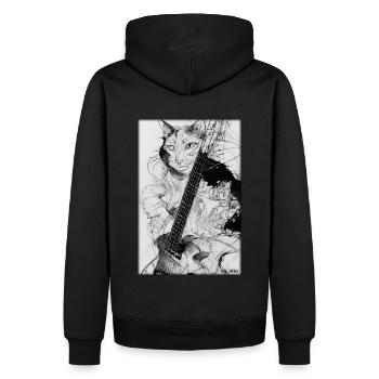 Cat Guitare Pet Musicien Cat Ami - Sweat à capuche Premium bio Homme - noir - Dos - Nico (187cm)
