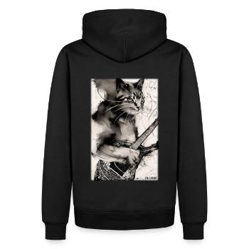Cat Guitare Pet Musicien Cat Ami - Sweat à capuche Premium bio Homme - noir - Dos - Nico (187cm)