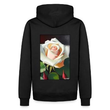 Rose Rose Fleur Spring Meadow Green - Sweat à capuche Premium bio Homme - noir - Dos - Nico (187cm)