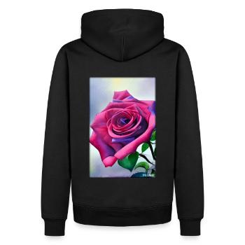 Rose Rose Fleur Spring Meadow Green - Sweat à capuche Premium bio Homme - noir - Dos - Nico (187cm)