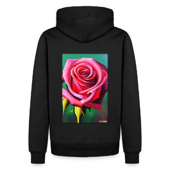 Rose Rose Fleur Spring Meadow Green - Sweat à capuche Premium bio Homme - noir - Dos - Nico (187cm)
