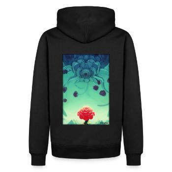 Rose Rose Fleur Spring Meadow Green - Sweat à capuche Premium bio Homme - noir - Dos - Nico (187cm)