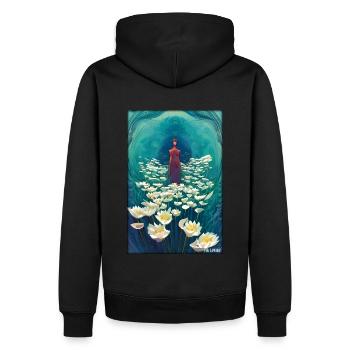 Lilies Family Fleur Spring Meadow Green - Sweat à capuche Premium bio Homme - noir - Dos - Nico (187cm)