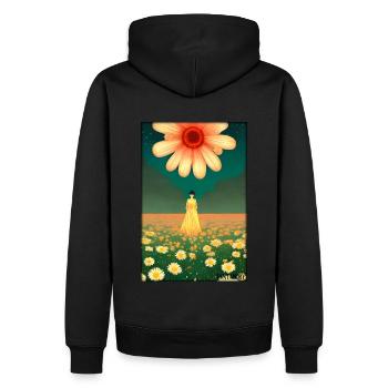 Margerite Asteraceae Fleur Printemps Prairie Verte - Sweat à capuche Premium bio Homme - noir - Dos - Nico (187cm)