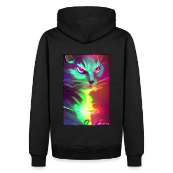 Weltraum Cyber Katze Zukunft Haustier Katzenliebe - Männer Premium Bio Hoodie - Schwarz - Hinten - Nico (187cm)