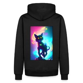Weltraum Cyber Katze Zukunft Haustier Katzenliebe - Männer Premium Bio Hoodie - Schwarz - Hinten - Nico (187cm)