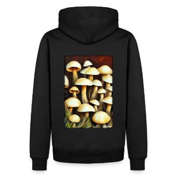 Pilze Wald Natur Herbst Naturliebe Wandern - Männer Premium Bio Hoodie - Schwarz - Hinten - Nico (187cm)