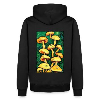 Pilze Wald Natur Herbst Naturliebe Wandern - Männer Premium Bio Hoodie - Schwarz - Hinten - Nico (187cm)