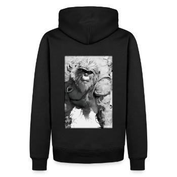 Singe Animal sauvage Tête de singe Zoo de la faune Safari Animaux - Sweat à capuche Premium bio Homme - noir - Dos - Nico (187cm)