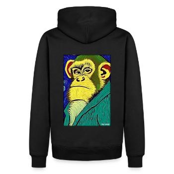Affe Wildtier Affenkopf Tierwelt Zoo Safari Tiere - Männer Premium Bio Hoodie - Schwarz - Hinten - Nico (187cm)