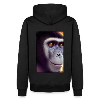 Affe Wildtier Affenkopf Tierwelt Zoo Safari Tiere - Männer Premium Bio Hoodie - Schwarz - Hinten - Nico (187cm)