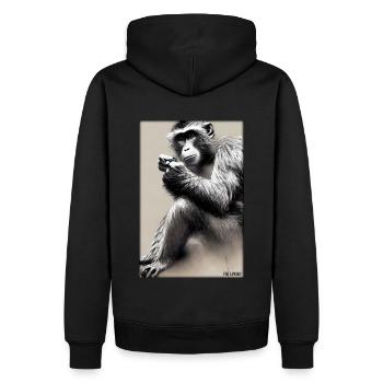 Affe Wildtier Affenkopf Tierwelt Zoo Safari Tiere - Männer Premium Bio Hoodie - Schwarz - Hinten - Nico (187cm)