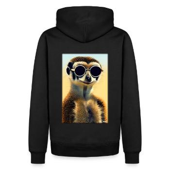 Erdmännchen Zoo Tiere Natur Wildtier Surikate Zoo - Männer Premium Bio Hoodie - Schwarz - Hinten - Nico (187cm)