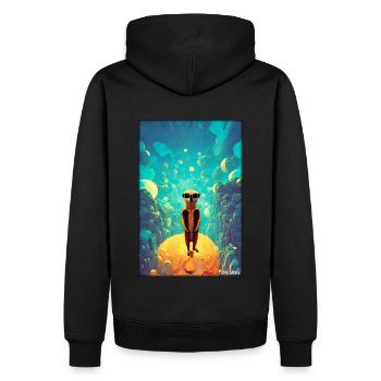 Erdmännchen Zoo Tiere Natur Wildtier Surikate Zoo - Männer Premium Bio Hoodie - Schwarz - Hinten - Nico (187cm)