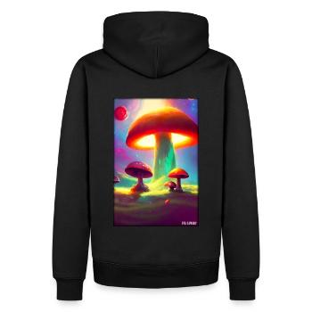 Pilze Wald Natur Herbst Naturliebe Wandern - Männer Premium Bio Hoodie - Schwarz - Hinten - Nico (187cm)