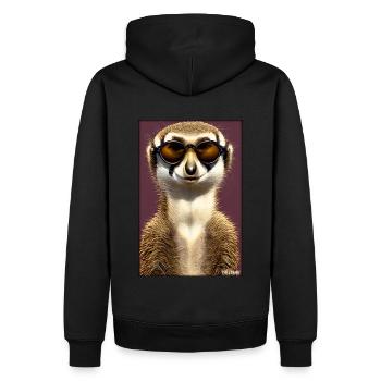 Erdmännchen Zoo Tiere Natur Wildtier Surikate Zoo - Männer Premium Bio Hoodie - Schwarz - Hinten - Nico (187cm)