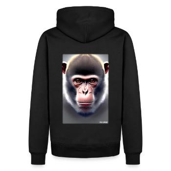 Affe Wildtier Affenkopf Tierwelt Zoo Safari Tiere - Männer Premium Bio Hoodie - Schwarz - Hinten - Nico (187cm)