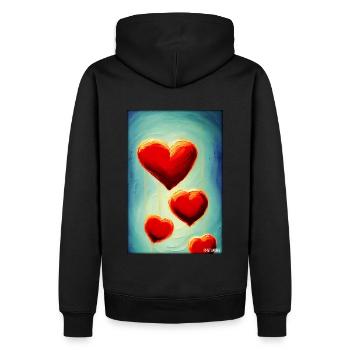 Liebe Herz Valentinstag Liebespaar Romantisch - Männer Premium Bio Hoodie - Schwarz - Hinten - Nico (187cm)