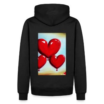 Liebe Herz Valentinstag Liebespaar Romantisch - Männer Premium Bio Hoodie - Schwarz - Hinten - Nico (187cm)