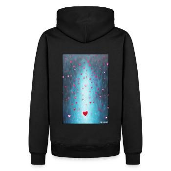 Liebe Herz Valentinstag Liebespaar Romantisch - Männer Premium Bio Hoodie - Schwarz - Hinten - Nico (187cm)