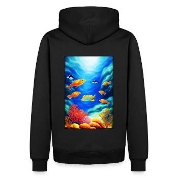 Vie marine Monde sous-marin Poissons Mer Lac animal - Sweat à capuche Premium bio Homme - noir - Dos - Nico (187cm)