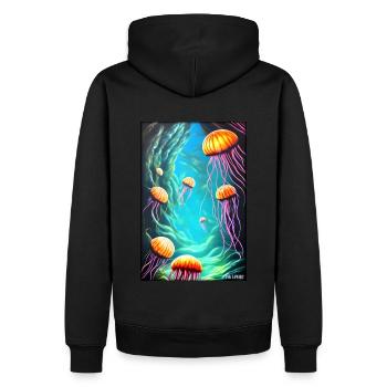 Vie marine Monde sous-marin Poissons Mer Lac animal - Sweat à capuche Premium bio Homme - noir - Dos - Nico (187cm)