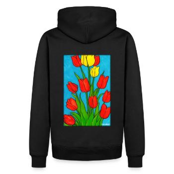 Tulip Lily Family Flower Spring Meadow Green - Sweat à capuche Premium bio Homme - noir - Dos - Nico (187cm)