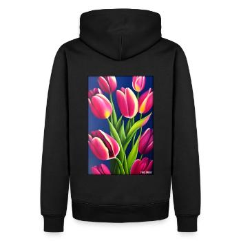 Tulip Lily Family Flower Spring Meadow Green - Sweat à capuche Premium bio Homme - noir - Dos - Nico (187cm)