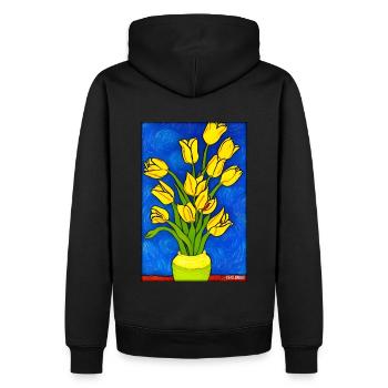Tulip Lily Family Flower Spring Meadow Green - Sweat à capuche Premium bio Homme - noir - Dos - Nico (187cm)