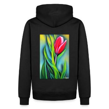 Tulip Lily Family Flower Spring Meadow Green - Sweat à capuche Premium bio Homme - noir - Dos - Nico (187cm)