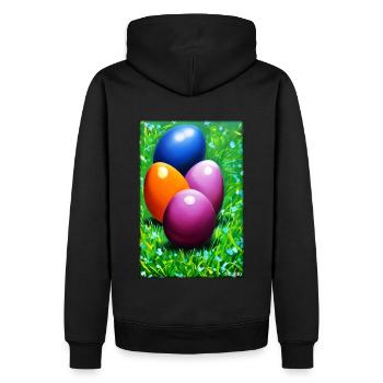 Osterei Ostern Osterfest Bunte Eier Feiertag - Männer Premium Bio Hoodie - Schwarz - Hinten - Nico (187cm)