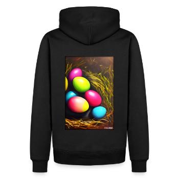 Osterei Ostern Osterfest Bunte Eier Feiertag - Männer Premium Bio Hoodie - Schwarz - Hinten - Nico (187cm)