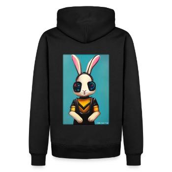 Hase Osterhase Ostern Cyber Zukunft Sci-Fi Tier - Männer Premium Bio Hoodie - Schwarz - Hinten - Nico (187cm)