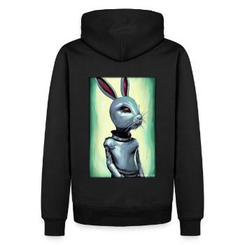 Hase Osterhase Ostern Cyber Zukunft Sci-Fi Tier - Männer Premium Bio Hoodie - Schwarz - Hinten - Nico (187cm)