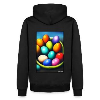 Osterei Ostern Osterfest Bunte Eier Feiertag - Männer Premium Bio Hoodie - Schwarz - Hinten - Nico (187cm)