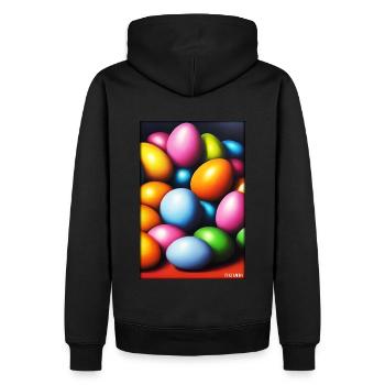 Osterei Ostern Osterfest Bunte Eier Feiertag - Männer Premium Bio Hoodie - Schwarz - Hinten - Nico (187cm)