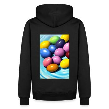 Osterei Ostern Osterfest Bunte Eier Feiertag - Männer Premium Bio Hoodie - Schwarz - Hinten - Nico (187cm)