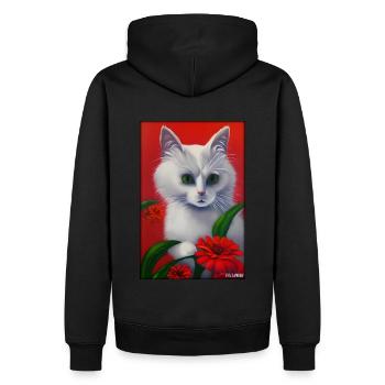 Katze Blume Natur Blüte Garten Katzenliebe Kater - Männer Premium Bio Hoodie - Schwarz - Hinten - Nico (187cm)