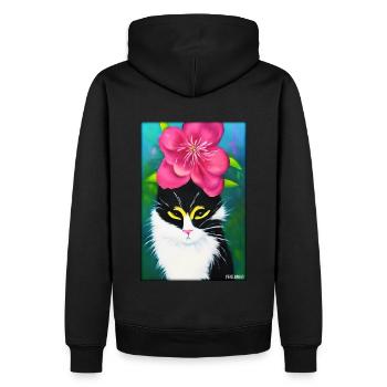 Katze Blume Natur Blüte Garten Katzenliebe Kater - Männer Premium Bio Hoodie - Schwarz - Hinten - Nico (187cm)